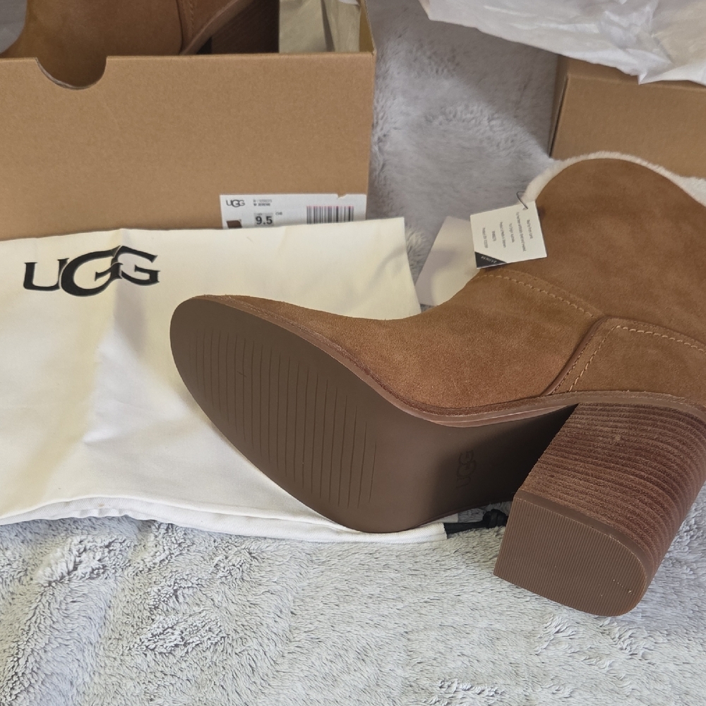 UGG Tan Suede Boots with Shearling Lining - Picture 5 of 6